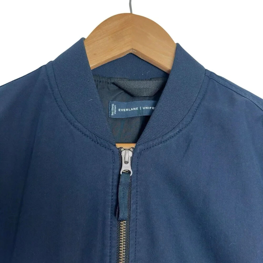 Everlane Mens Uniform Bomber Jacket Deep Navy Sz Small Full Zip Flight